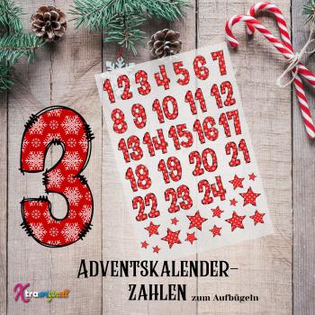 Adventskalenderzahlen rot Schneeflocke