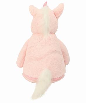 Kuscheltier Einhorn mit Namen und Herzen bedruckt