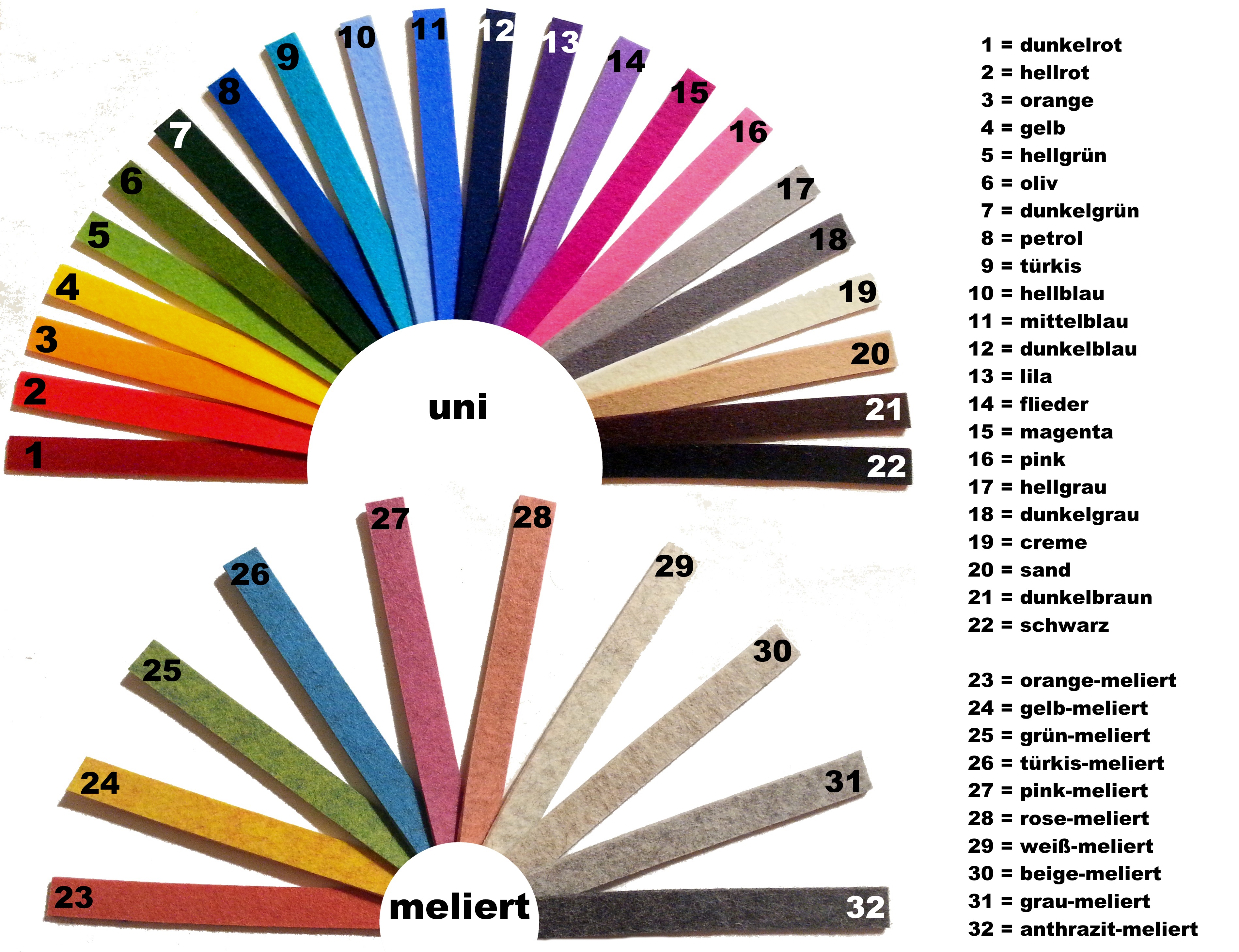 Filz Schlüsselanhänger 3mm 25mm x 125mm mit Ösen 40 Farben 
